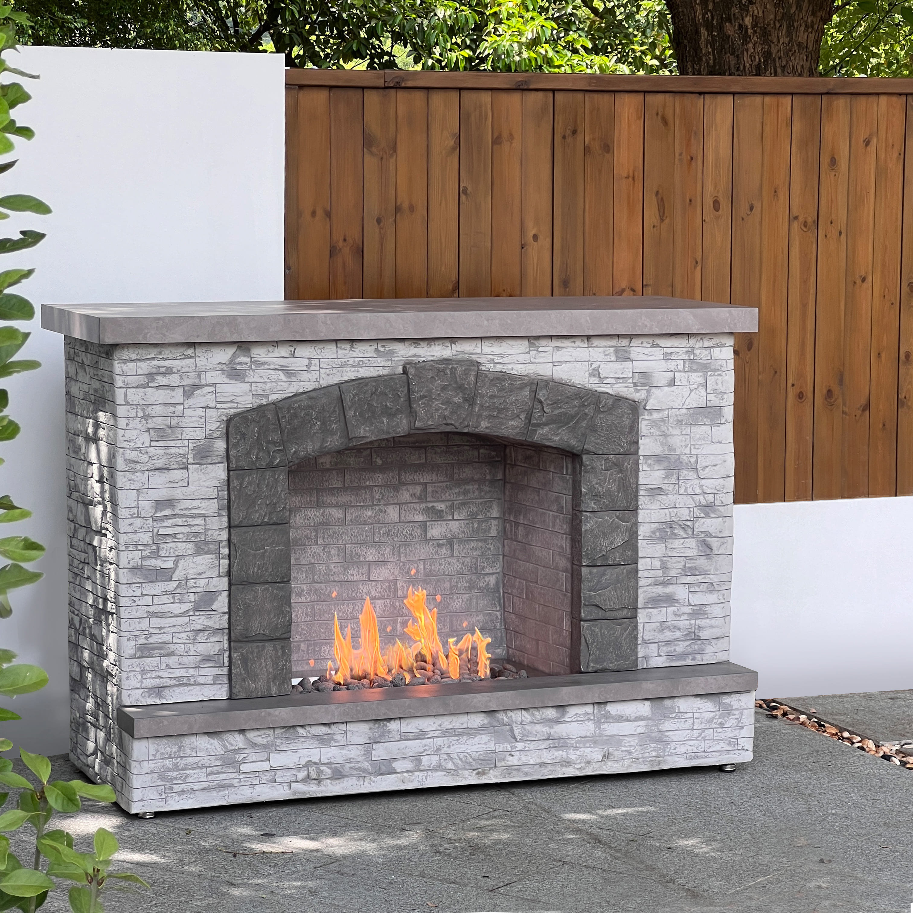 エルムンドページ イス Prokan 67 Inches European Ledge Outdoor Propane Fireplace